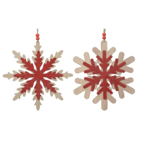 Flocon neige contreplaque paillettes rouge