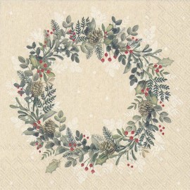 Serviette en papier 'Green christmas wreath'