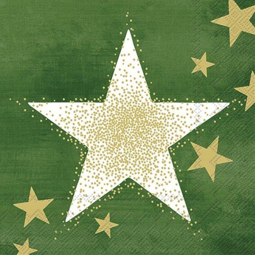 Serviette en papier 'Shining stars green'