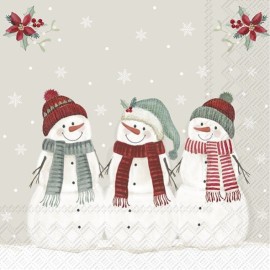 Serviette en papier 'Three snowmen'